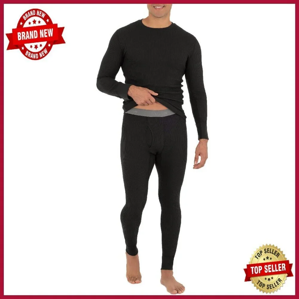 Men's Thermal Underwear Set Recycled Waffle Knit Moisture-Wicking